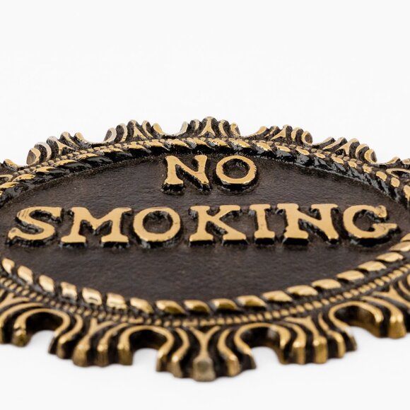 Handcrafted No Smoking Sign Plate Elegant Metal Warning Plaque for Home, Office - Picture 7 of 10